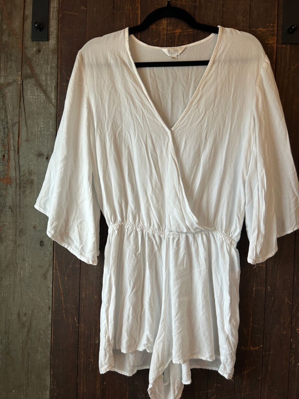 White V-Neck Swim Coverup Romper - Lightweight Beach Layer